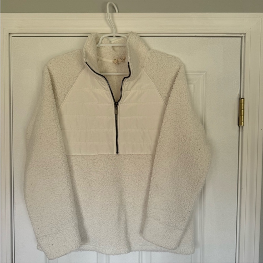 Women's White Quarter-Zip Sweater
